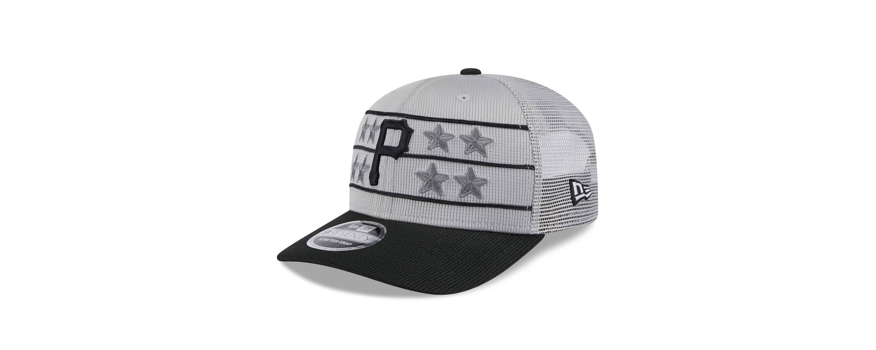 MLB Gray/Black Pittsburgh Pirates 2025 Batting Practice 9SEVENTY Stretch-Snap Trucker Hat