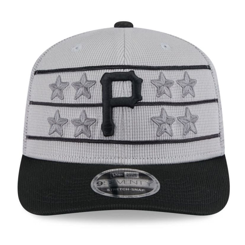MLB Gray/Black Pittsburgh Pirates 2025 Batting Practice 9SEVENTY Stretch-Snap Trucker Hat