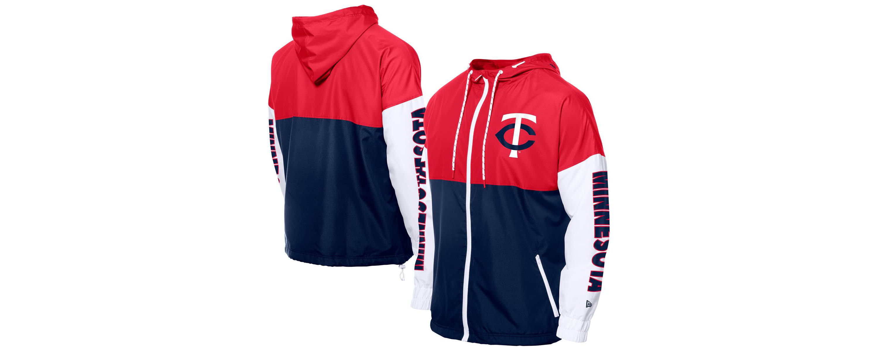 MLB Navy/Red Minnesota Twins Color Block Full-Zip Hoodie Windbreaker