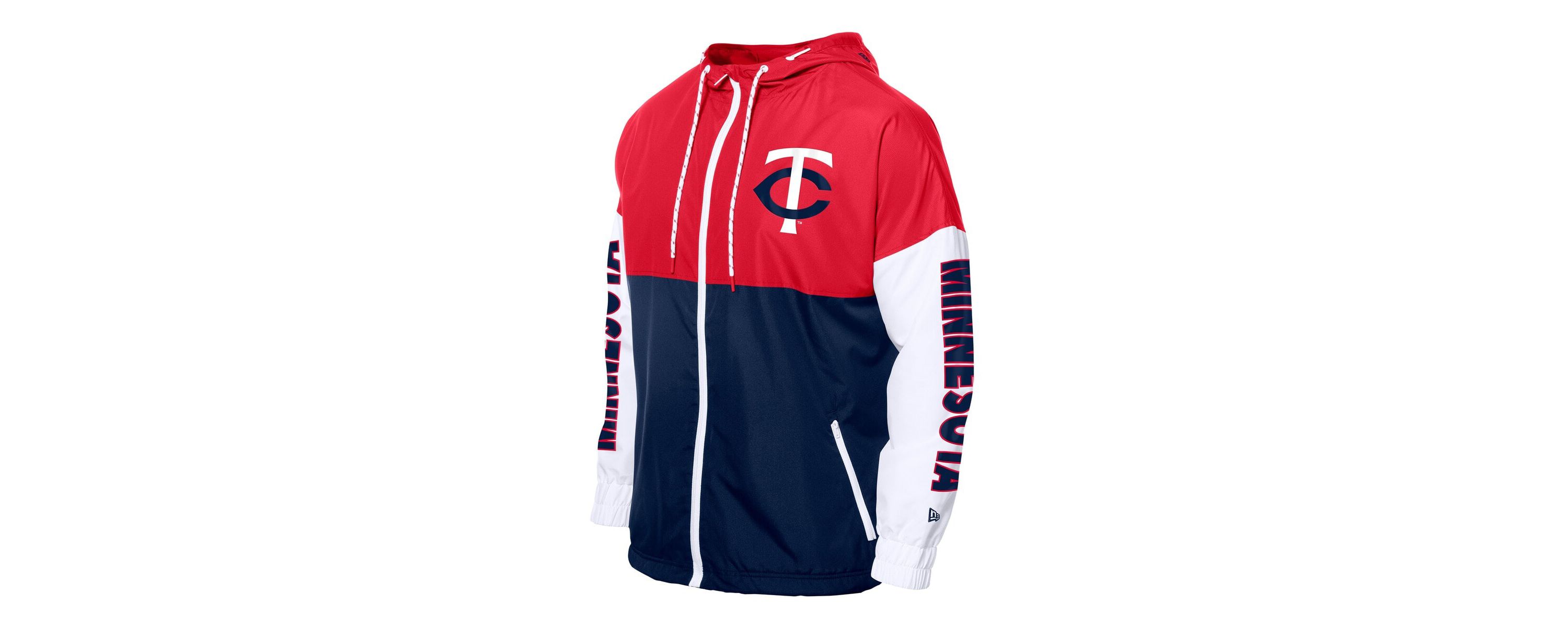 MLB Navy/Red Minnesota Twins Color Block Full-Zip Hoodie Windbreaker