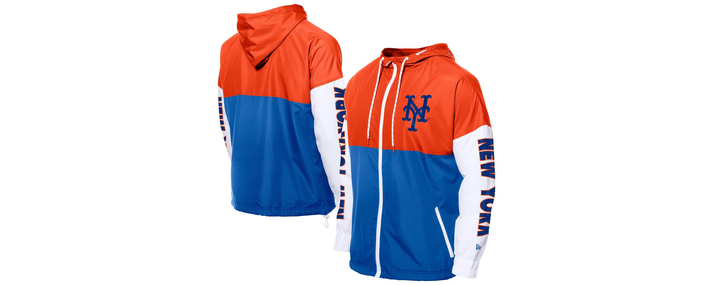 MLB Royal/Orange New York Mets Color Block Full-Zip Hoodie Windbreaker
