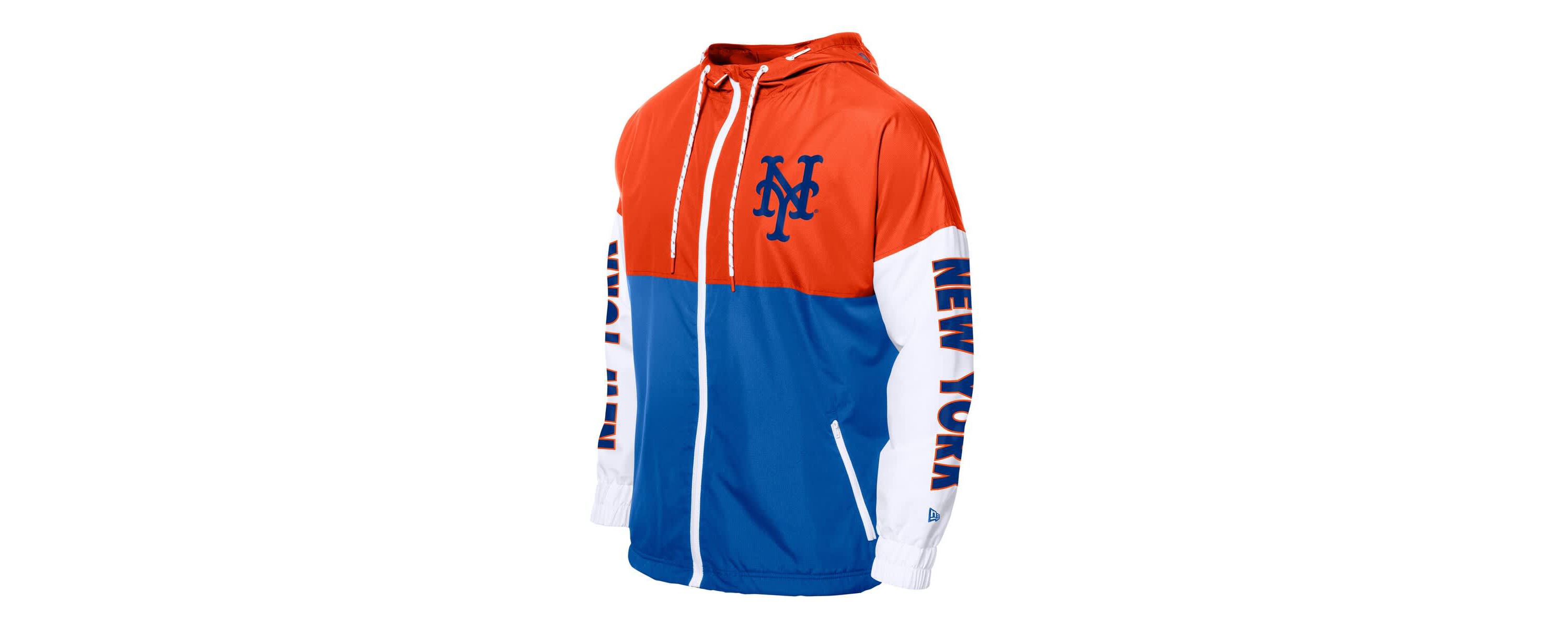 MLB Royal/Orange New York Mets Color Block Full-Zip Hoodie Windbreaker