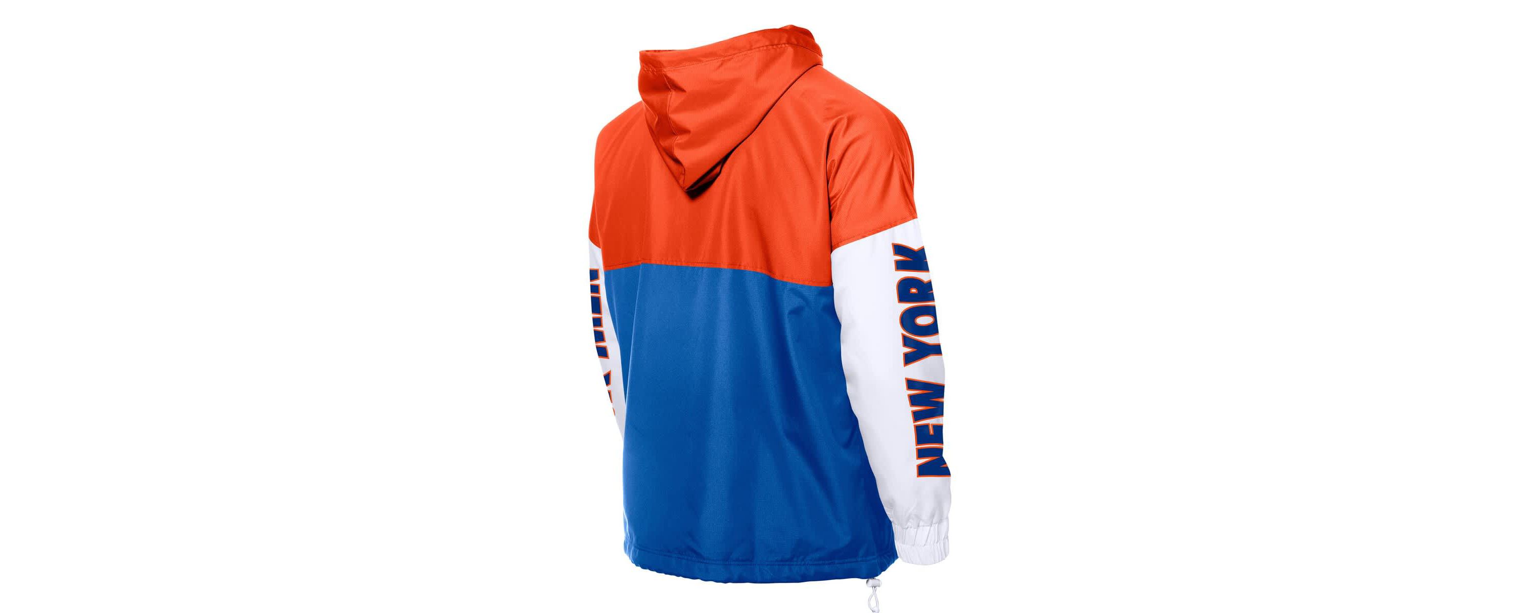 MLB Royal/Orange New York Mets Color Block Full-Zip Hoodie Windbreaker