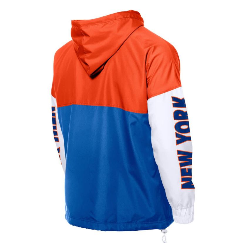 MLB Royal/Orange New York Mets Color Block Full-Zip Hoodie Windbreaker