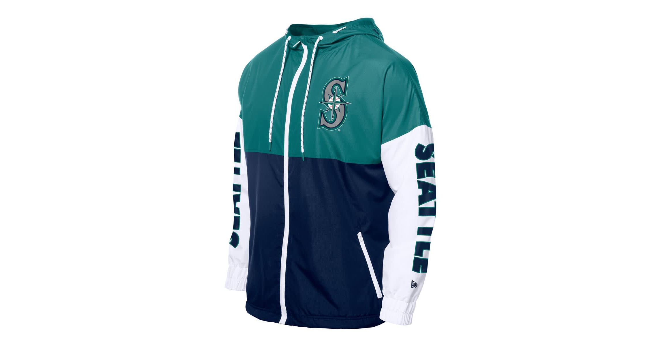MLB Navy/Aqua Seattle Mariners Color Block Full-Zip Hoodie Windbreaker