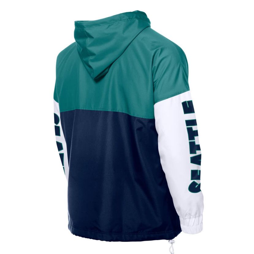 MLB Navy/Aqua Seattle Mariners Color Block Full-Zip Hoodie Windbreaker