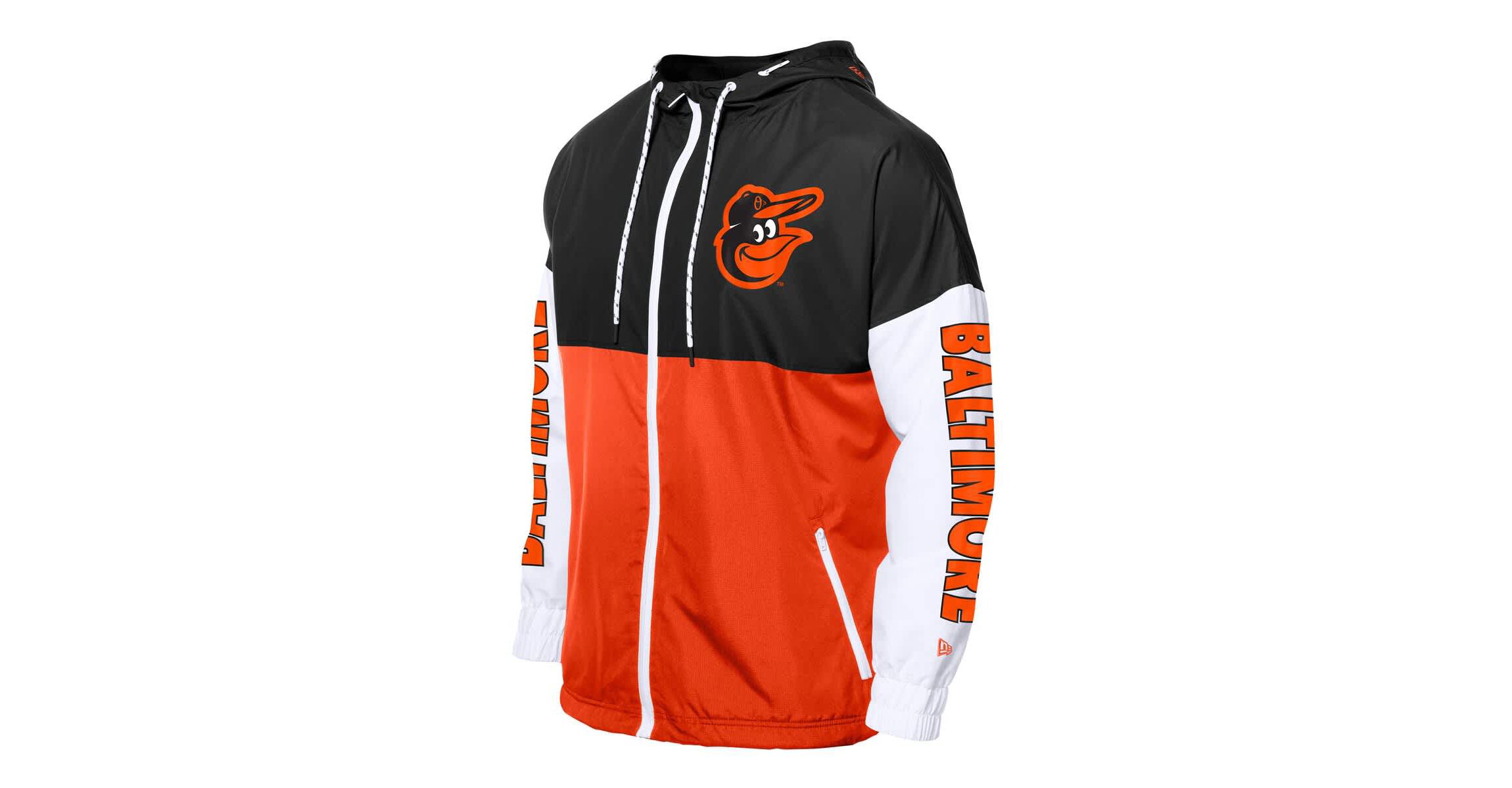MLB Orange/Black Baltimore Orioles Color Block Full-Zip Hoodie Windbreaker