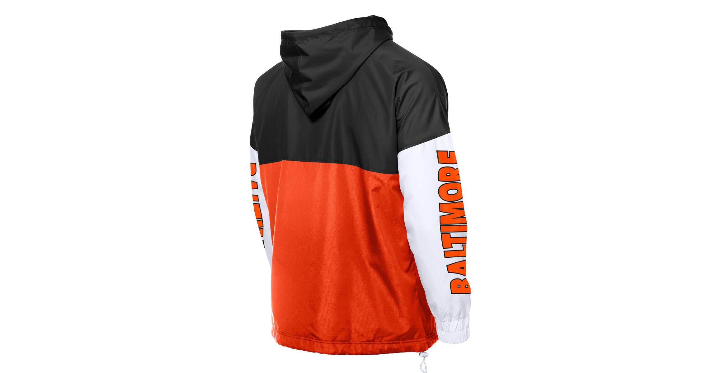 MLB Orange/Black Baltimore Orioles Color Block Full-Zip Hoodie Windbreaker