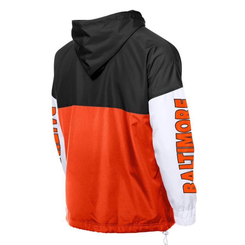 MLB Orange/Black Baltimore Orioles Color Block Full-Zip Hoodie Windbreaker