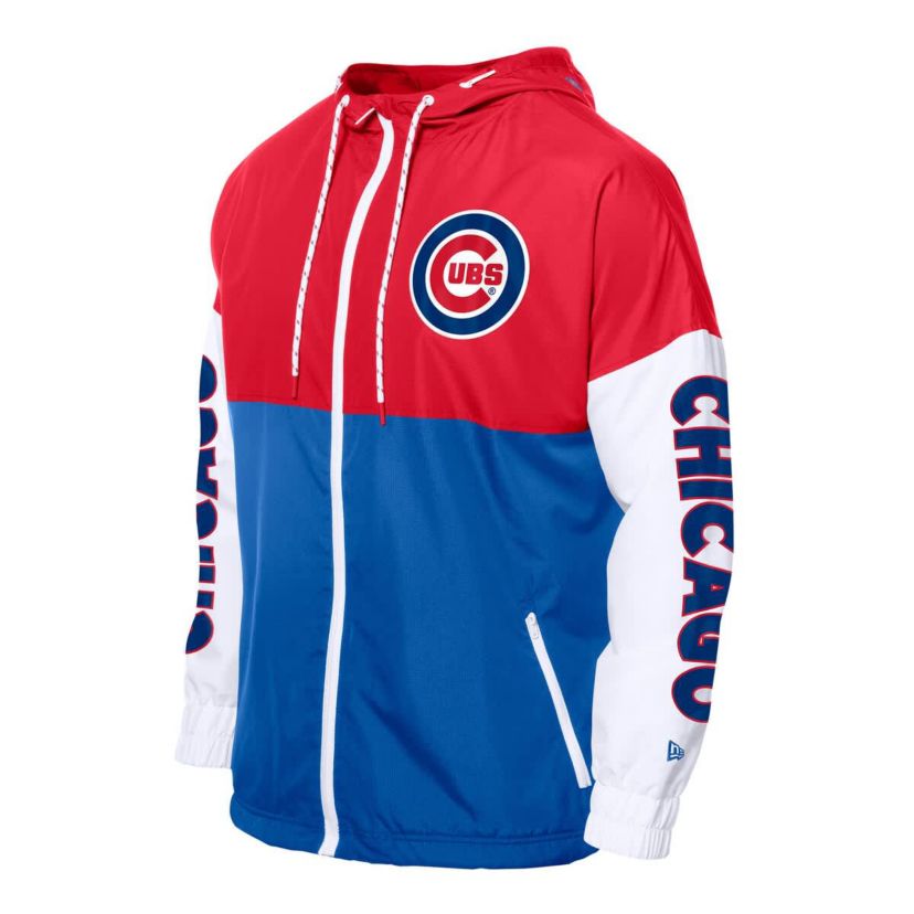 MLB Royal/Red Chicago Cubs Color Block Full-Zip Hoodie Windbreaker