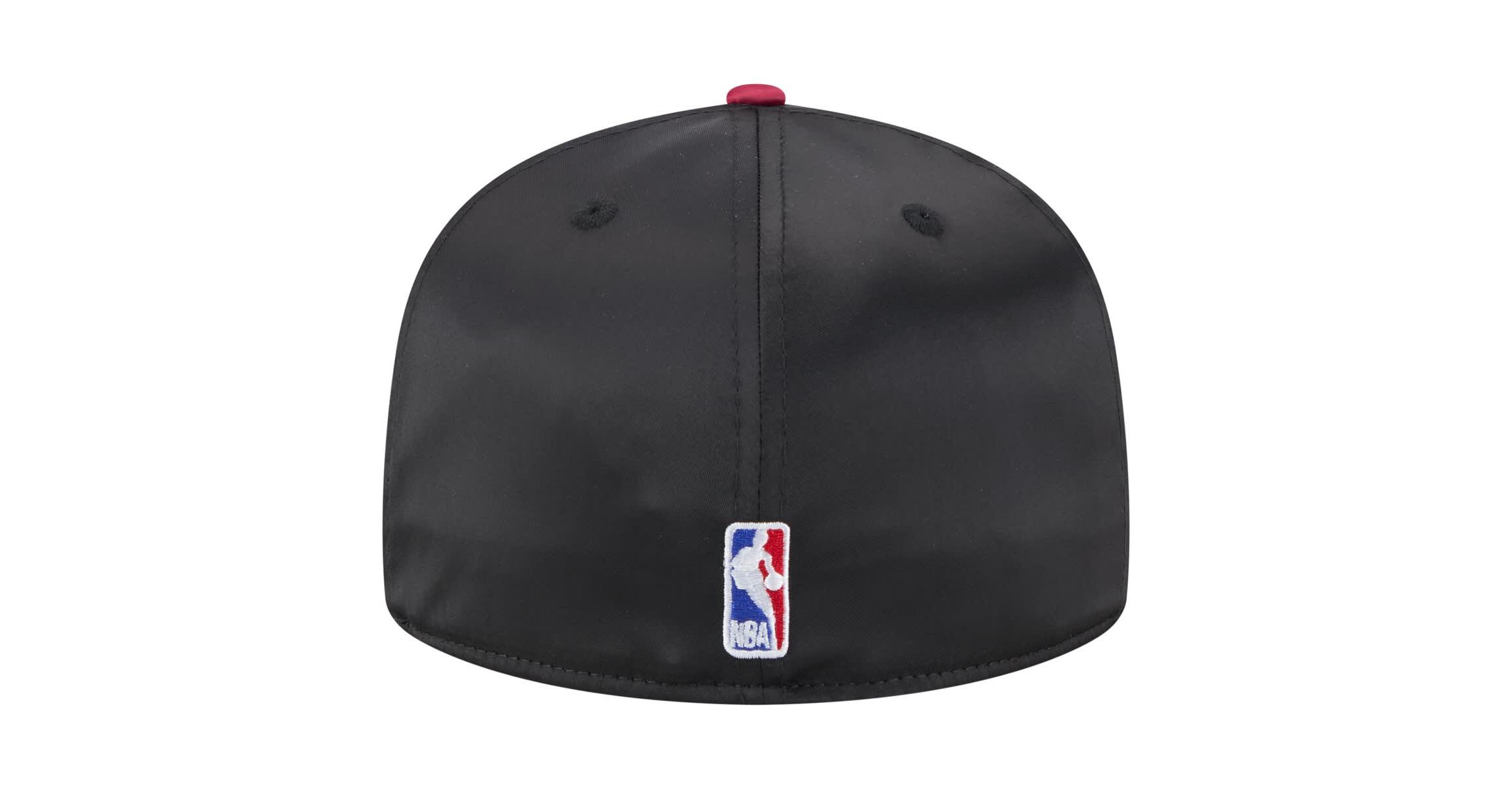 NBA Black/Red Miami Heat Throwback Satin Vintage Pin Two-Tone 59FIFTY Fitted Hat