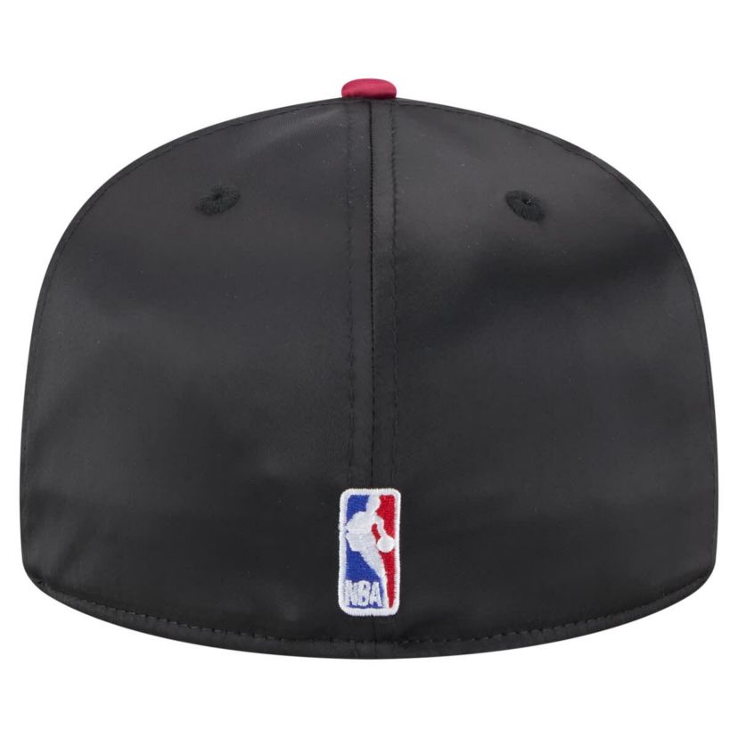 NBA Black/Red Miami Heat Throwback Satin Vintage Pin Two-Tone 59FIFTY Fitted Hat
