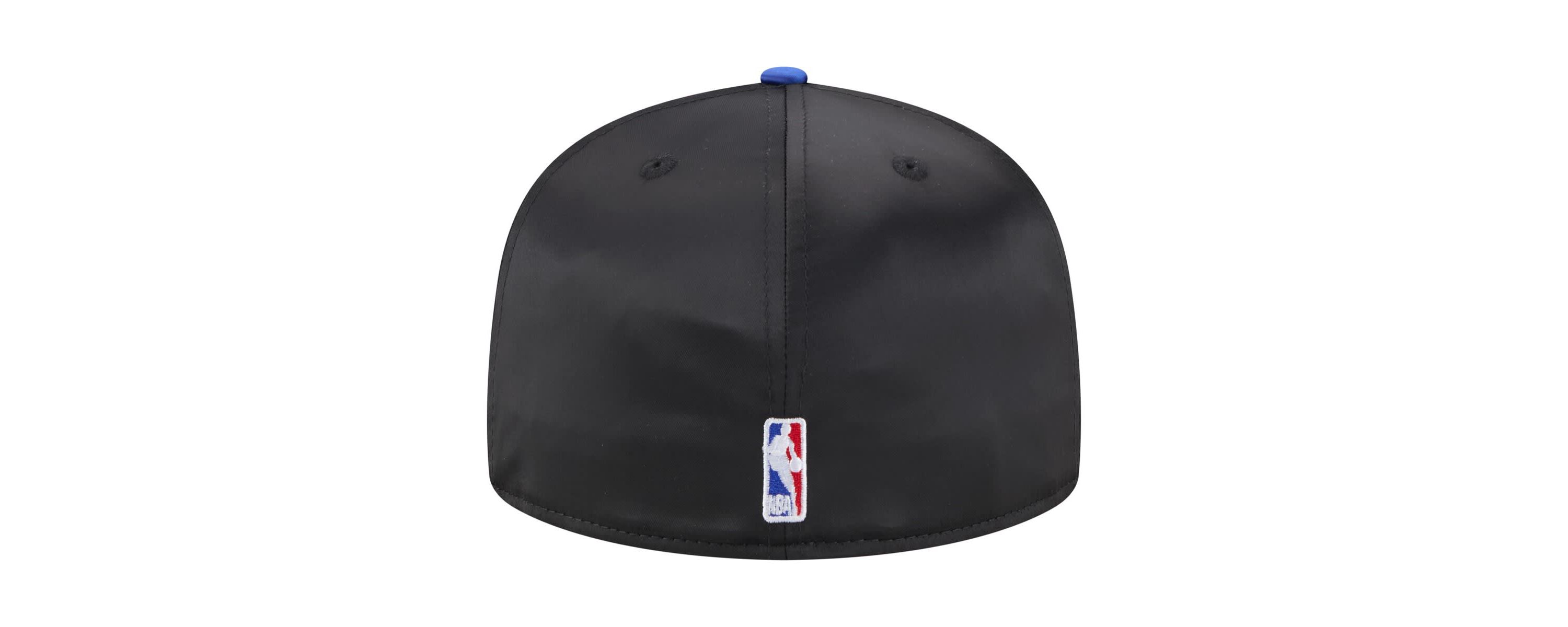 NBA Black/Blue New York Knicks Throwback Satin Vintage Pin Two-Tone 59FIFTY Fitted Hat