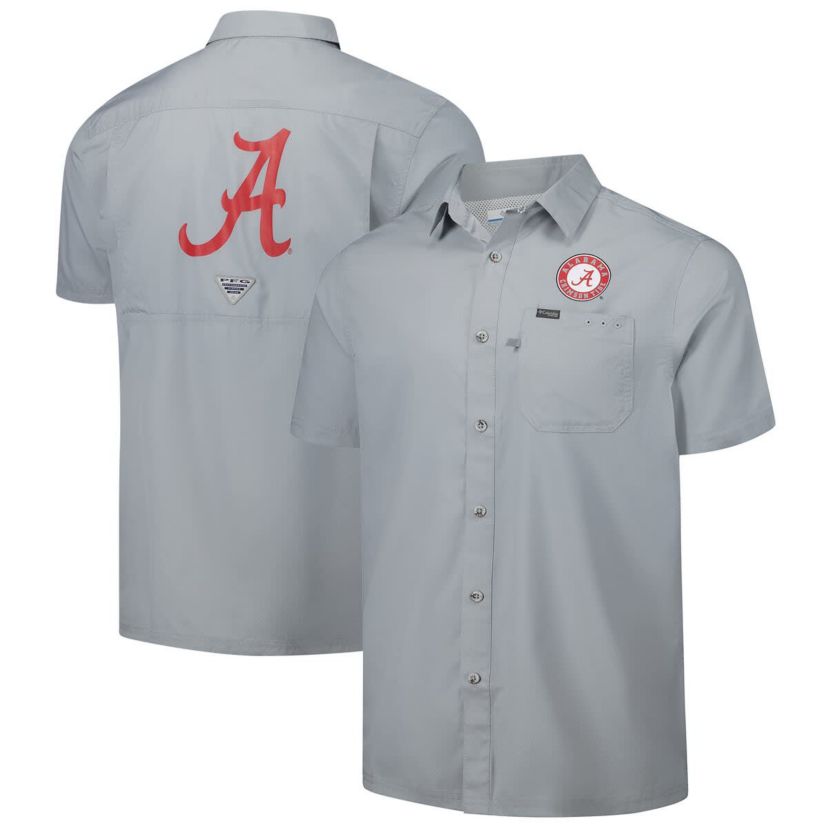 Alabama Crimson Tide NCAA Alabama Tide PFG Slack Tide™ Omni-Shade™ Button-Up Camp Shirt