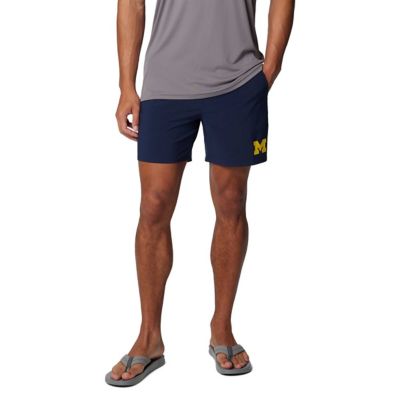 Columbia Men's NCAA Michigan Wolverines PFG Terminal Roamerâ¢ Omni-Shadeâ¢ Stretch Shorts, Navy Blue, XL
