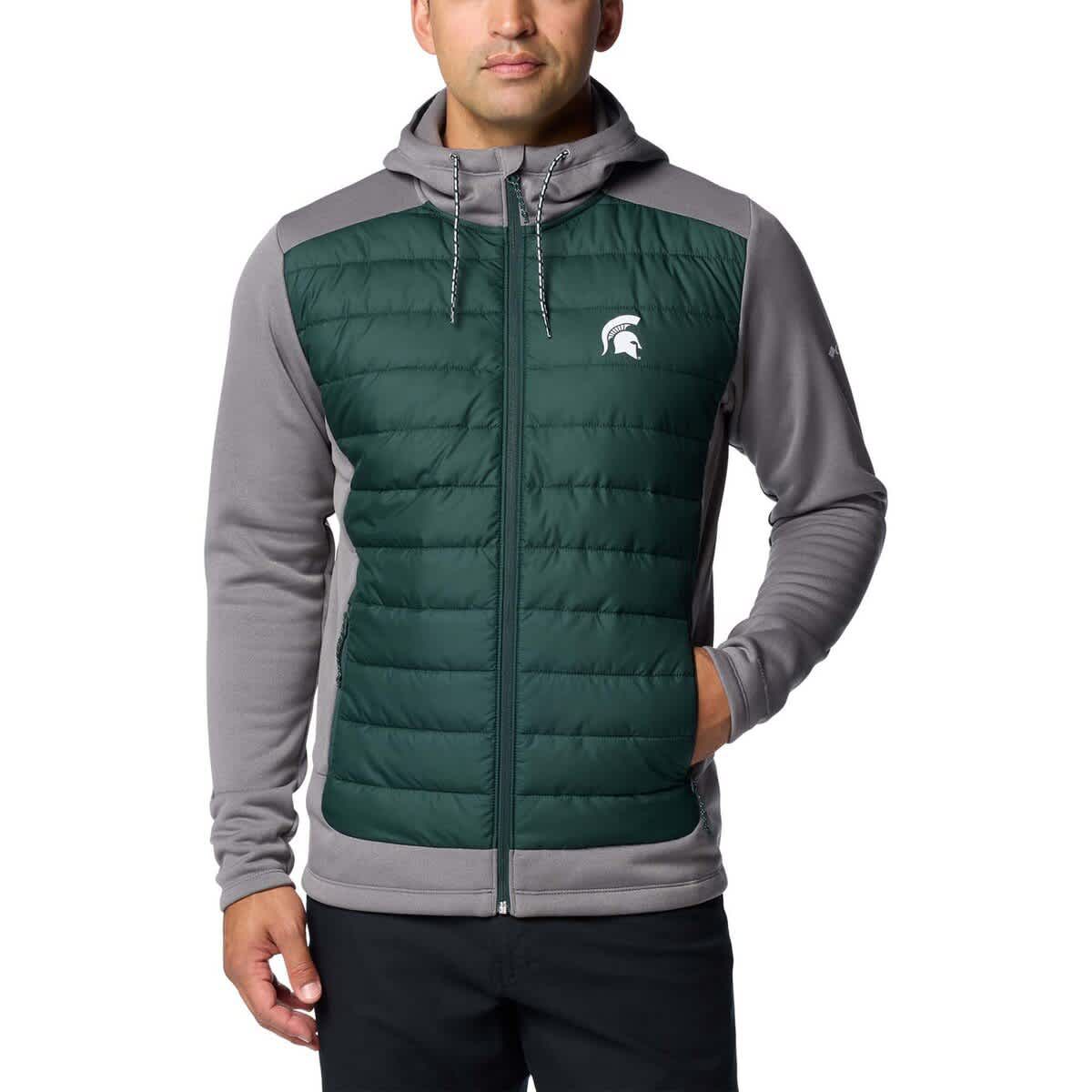 NCAA Green/Gray Michigan State Spartans Out-Shield Hybrid Full-Zip Hoodie Jacket