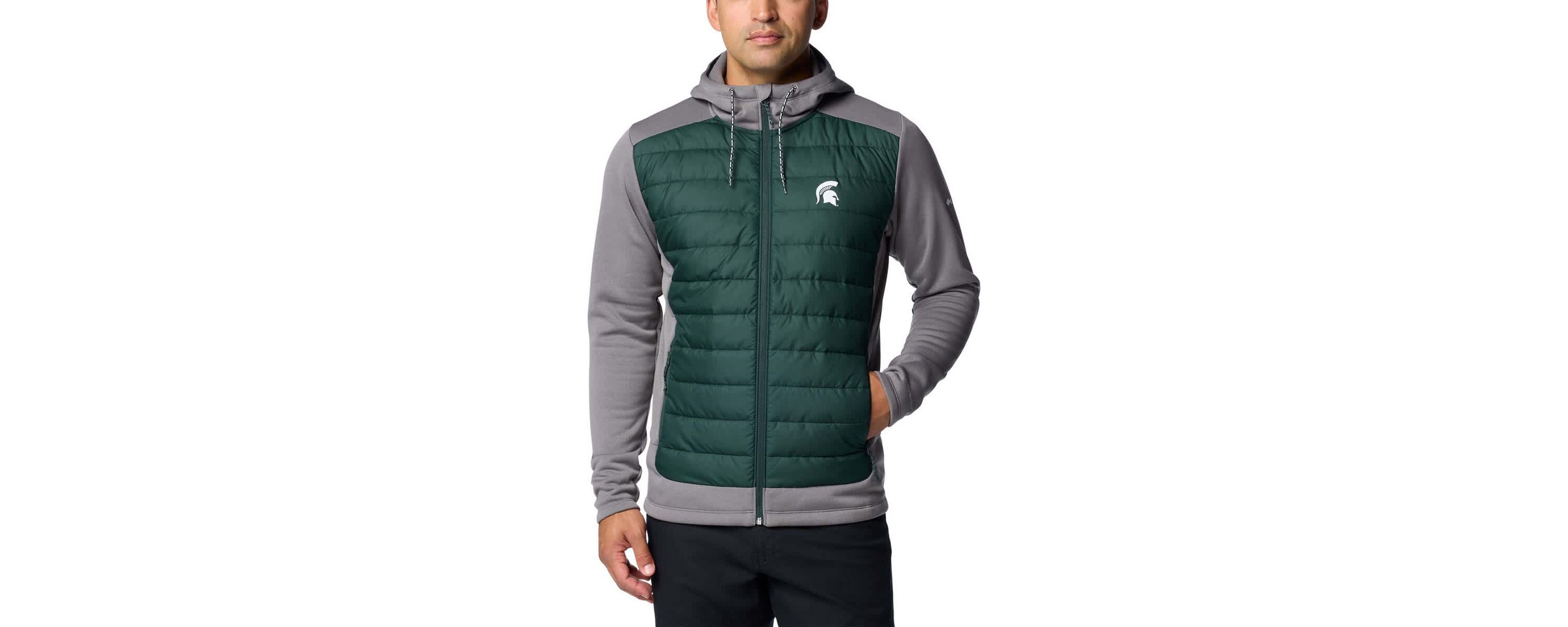 NCAA Green/Gray Michigan State Spartans Out-Shield Hybrid Full-Zip Hoodie Jacket