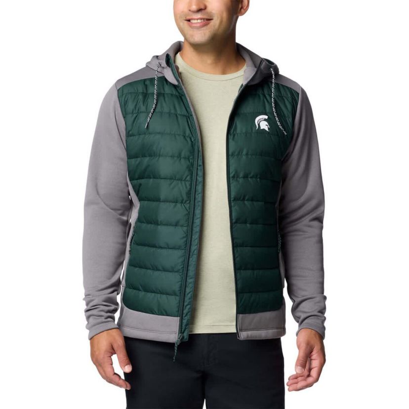 NCAA Green/Gray Michigan State Spartans Out-Shield Hybrid Full-Zip Hoodie Jacket