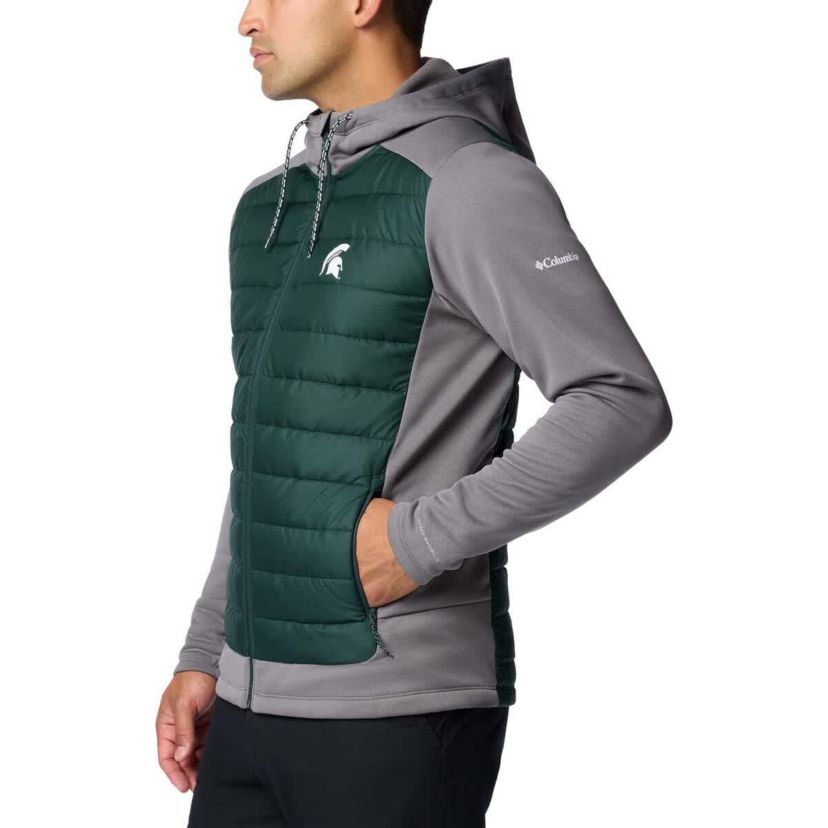 NCAA Green/Gray Michigan State Spartans Out-Shield Hybrid Full-Zip Hoodie Jacket
