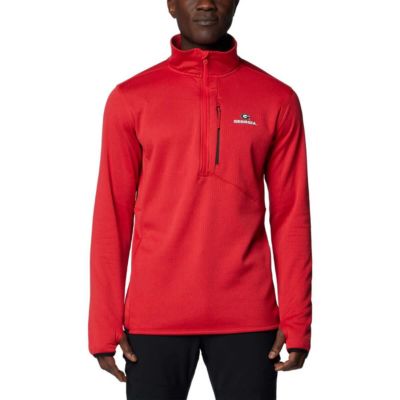 Columbia Men's NCAA Georgia Bulldogs Park View Grid Fleece Omni-Wick Half-Zip Jacket, Red, XL