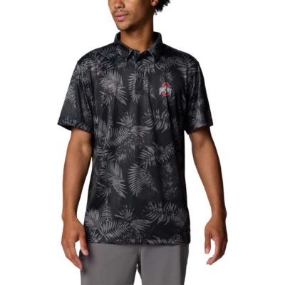 Columbia Men's NCAA Ohio State Buckeyes PFG Super Terminal Tackleâ¢ Omni-Shadeâ¢ Bangalows Polo, Black, XL