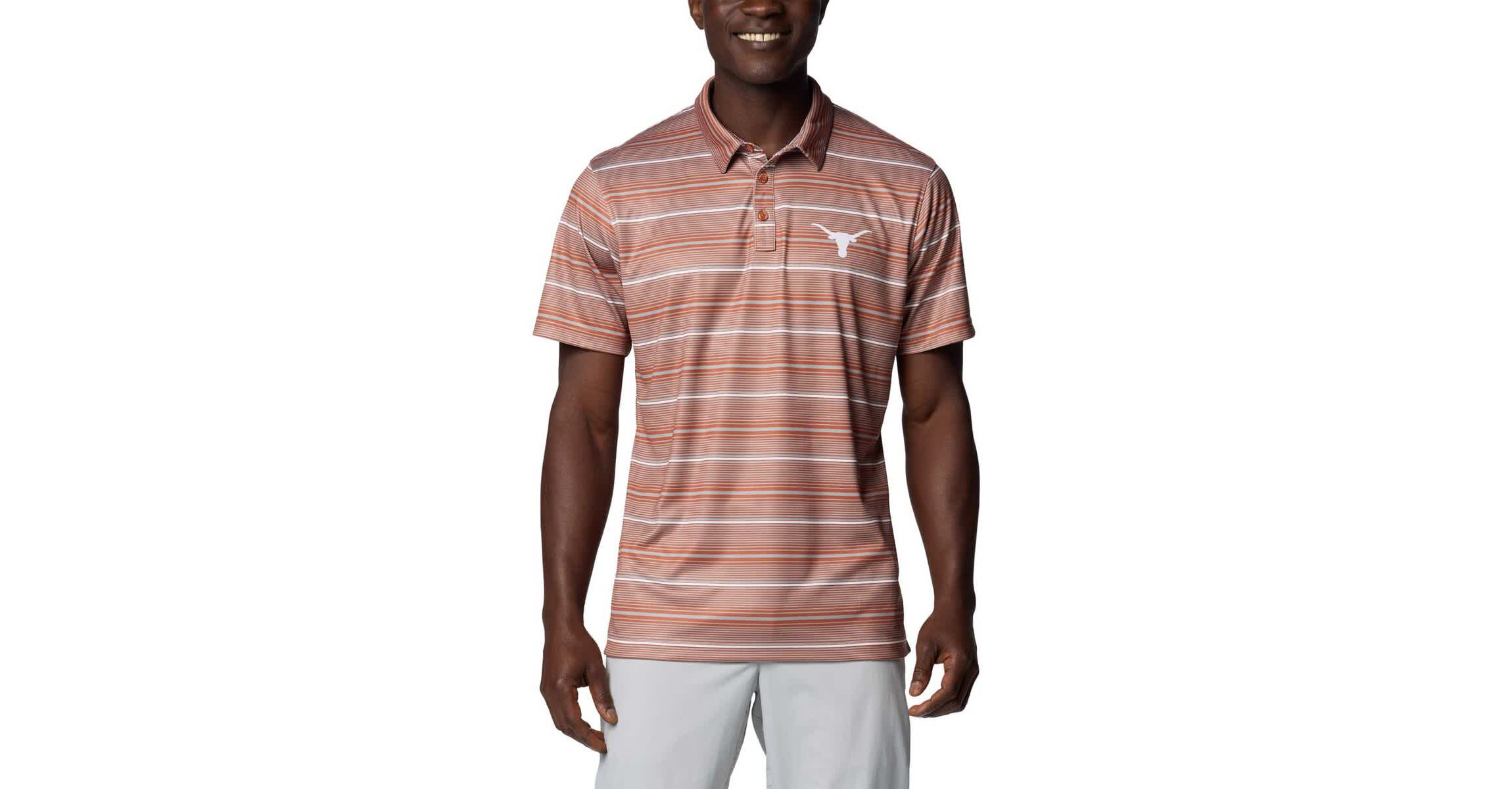 NCAA Texas Texas Longhorns PFG Super Terminal Tackle™ Omni-Shade™ Stripe Polo