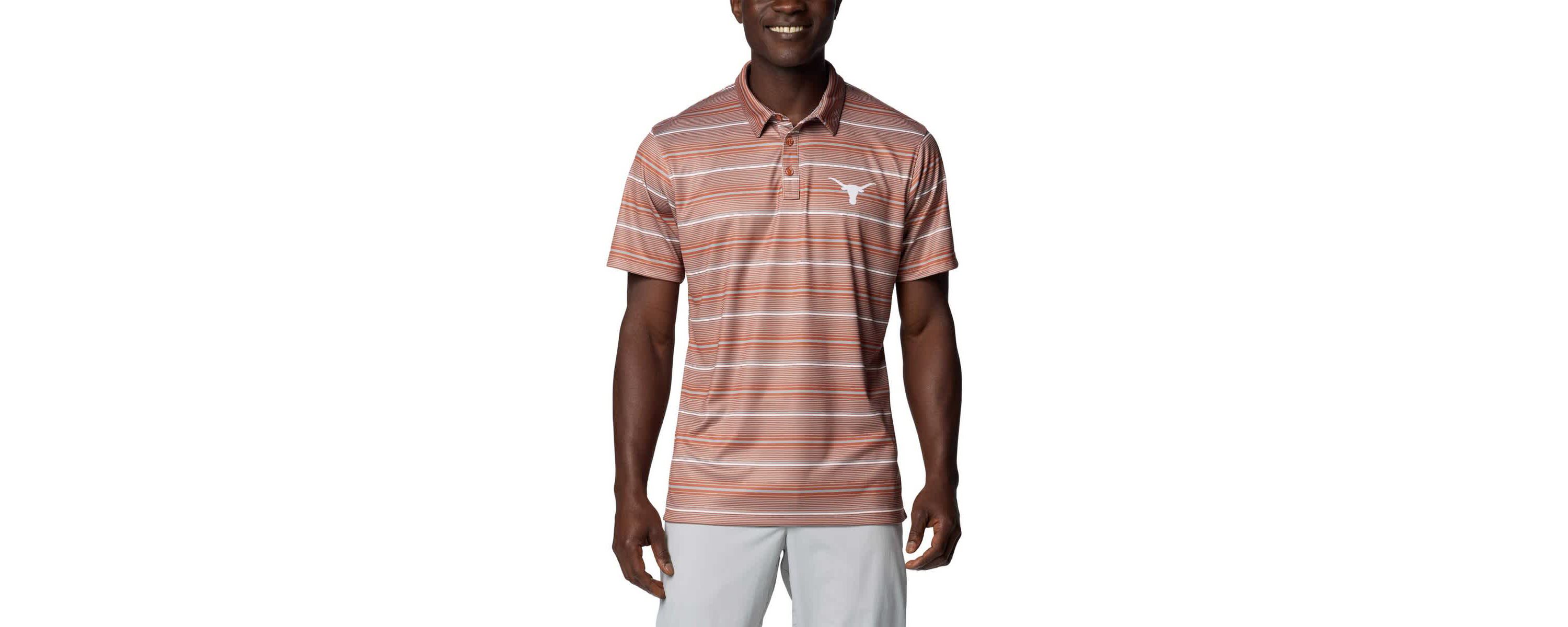 NCAA Texas Texas Longhorns PFG Super Terminal Tackle™ Omni-Shade™ Stripe Polo