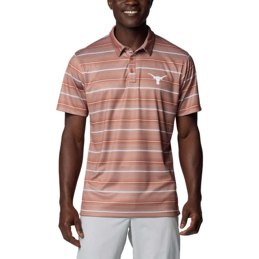 NCAA Texas Texas Longhorns PFG Super Terminal Tackle™ Omni-Shade™ Stripe Polo