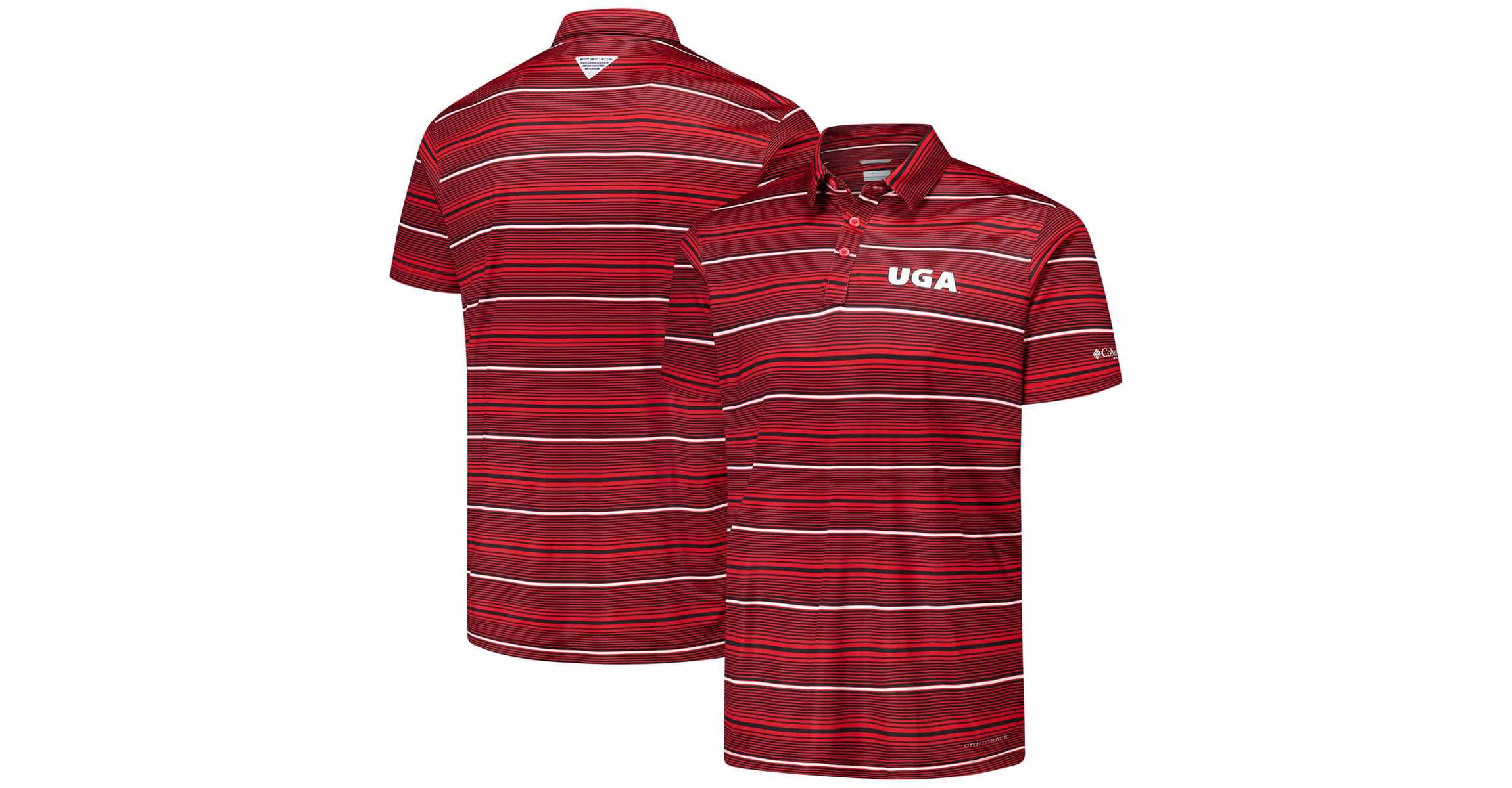NCAA Georgia Bulldogs PFG Super Terminal Tackle™ Omni-Shade™ Stripe Polo