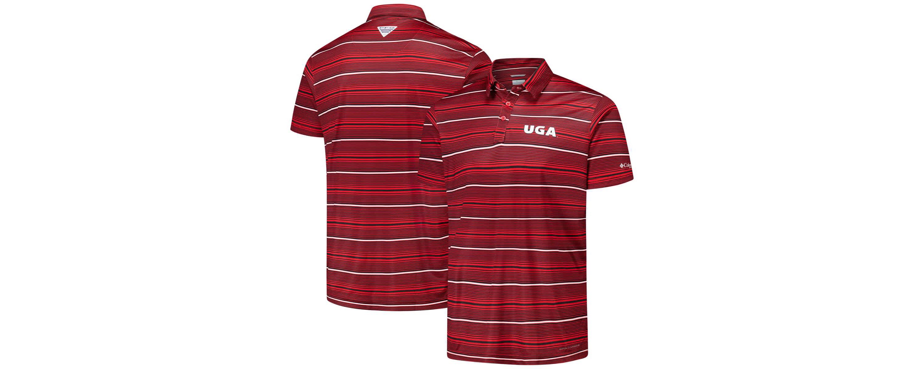 NCAA Georgia Bulldogs PFG Super Terminal Tackle™ Omni-Shade™ Stripe Polo