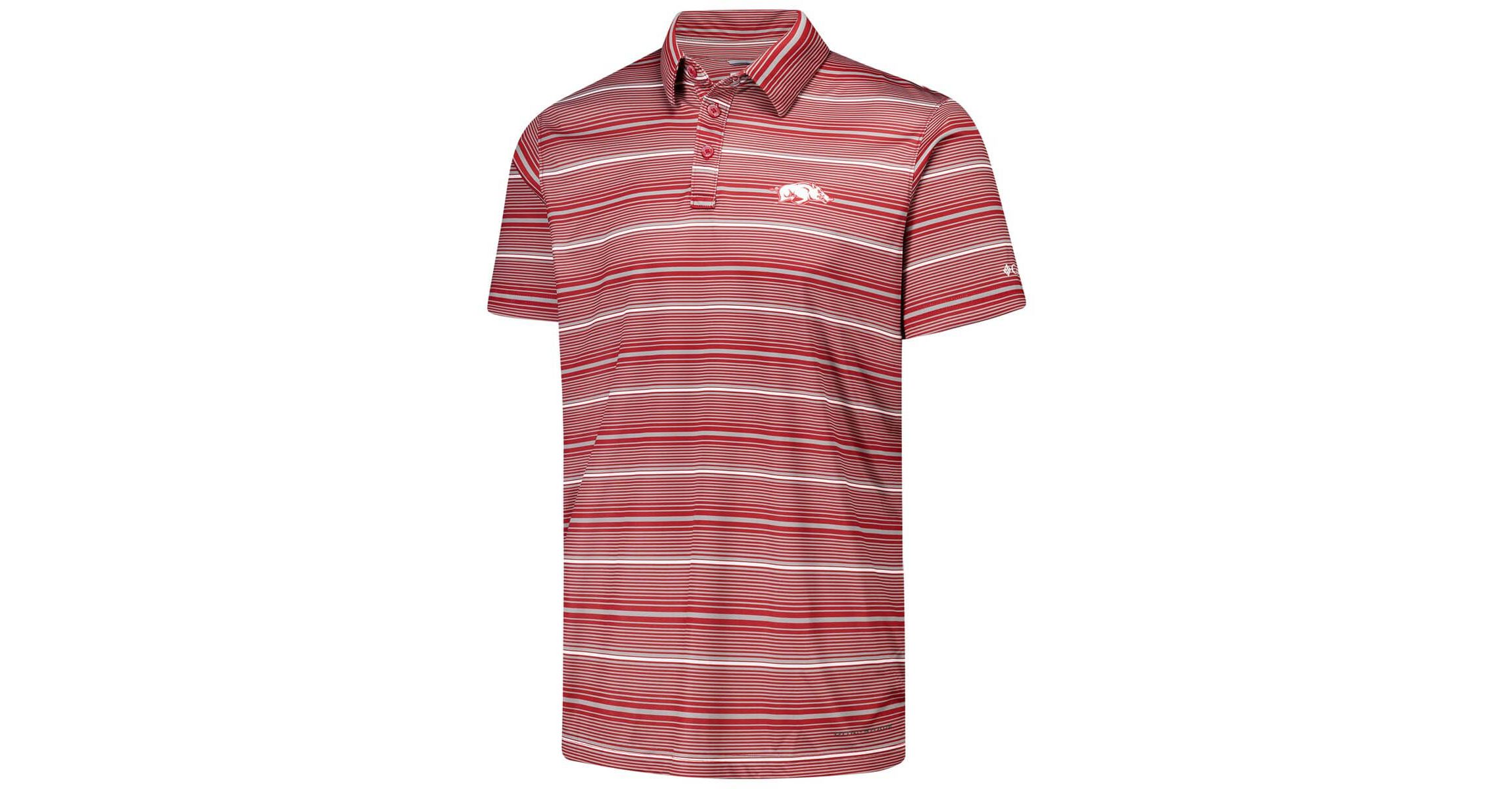 NCAA Arkansas Razorbacks PFG Super Terminal Tackle™ Omni-Shade™ Stripe Polo