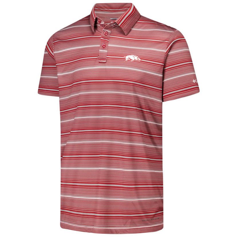 NCAA Arkansas Razorbacks PFG Super Terminal Tackle™ Omni-Shade™ Stripe Polo