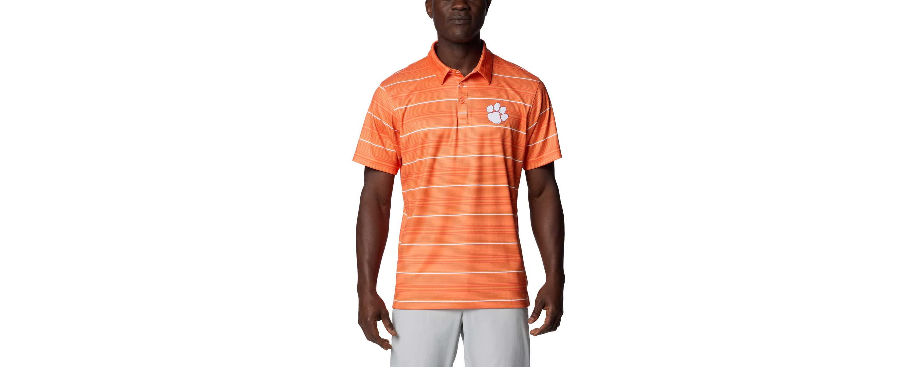 NCAA Clemson Tigers PFG Super Terminal Tackle™ Omni-Shade™ Stripe Polo