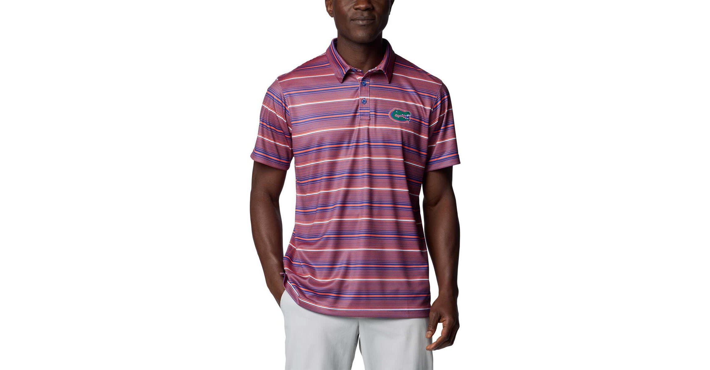NCAA Florida Gators PFG Super Terminal Tackle™ Omni-Shade™ Stripe Polo