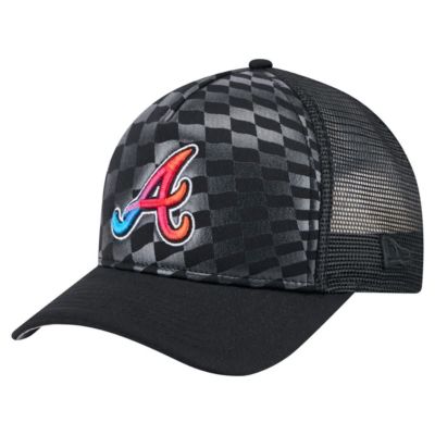 New Era Men's MLB Atlanta Braves Gradient 9FORTY A-Frame M-Crown Trucker Adjustable Hat, Black