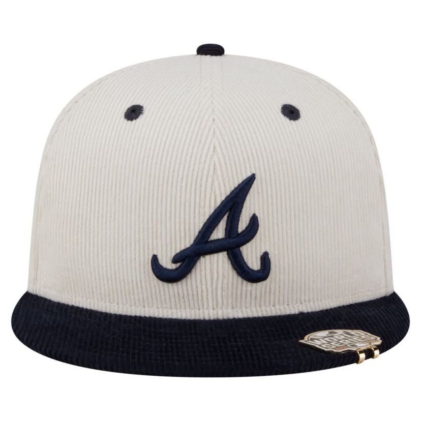 MLB Cream/Navy Atlanta Braves Two-Tone Corduroy 59FIFTY Fitted Hat