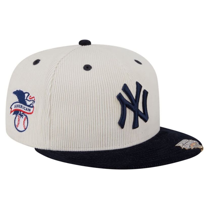 MLB Cream/Navy New York Yankees Two-Tone Corduroy 59FIFTY Fitted Hat
