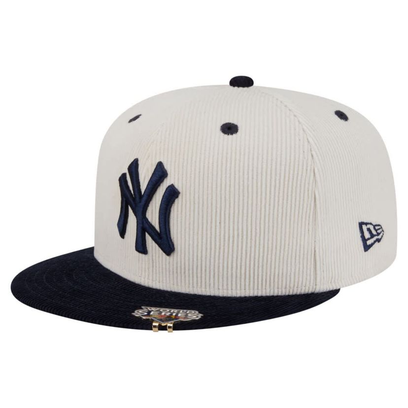 MLB Cream/Navy New York Yankees Two-Tone Corduroy 59FIFTY Fitted Hat