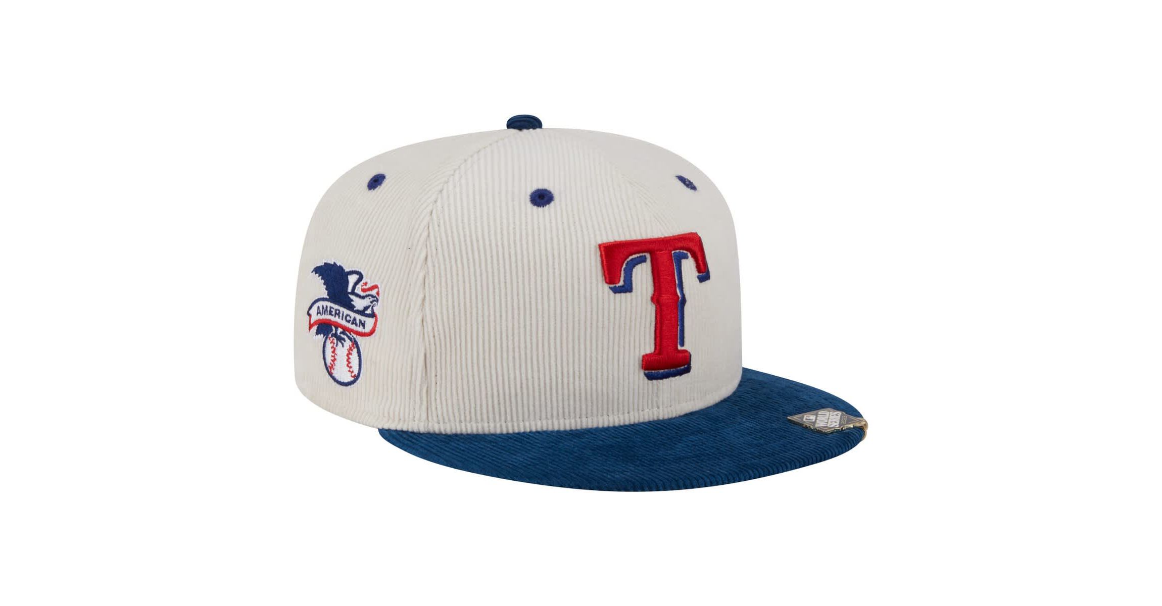 MLB Cream/Royal Texas Rangers Two-Tone Corduroy 59FIFTY Fitted Hat