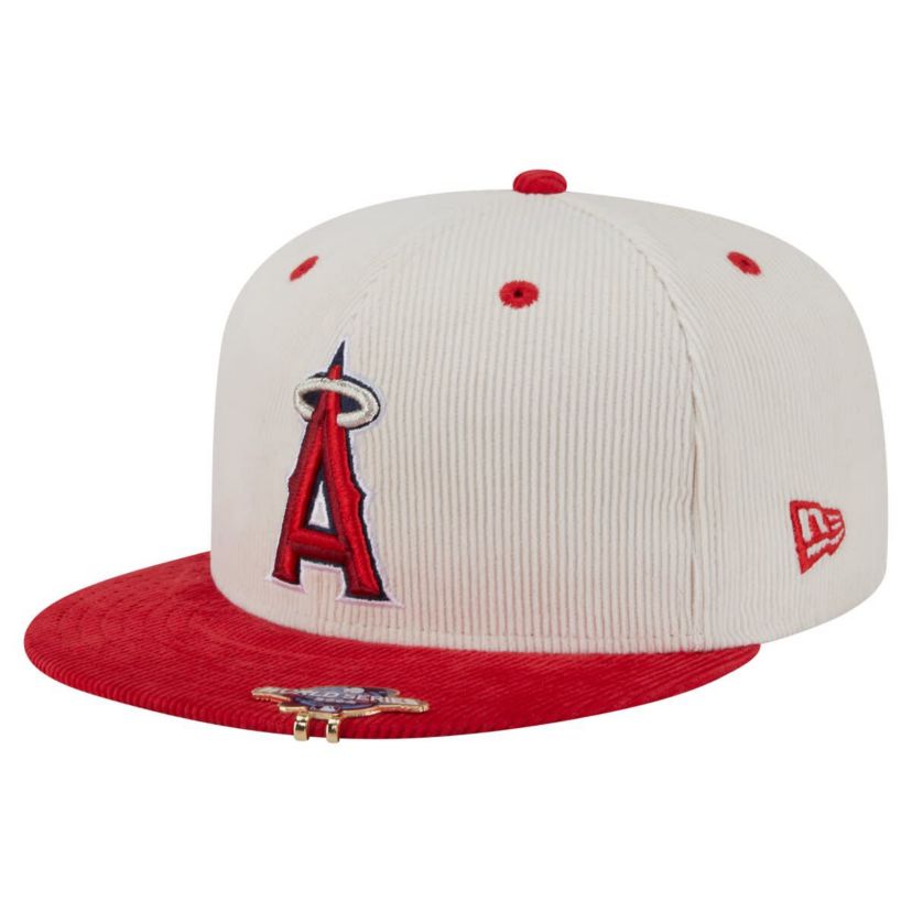 MLB Cream/Red Los Angeles Angels Two-Tone Corduroy 59FIFTY Fitted Hat