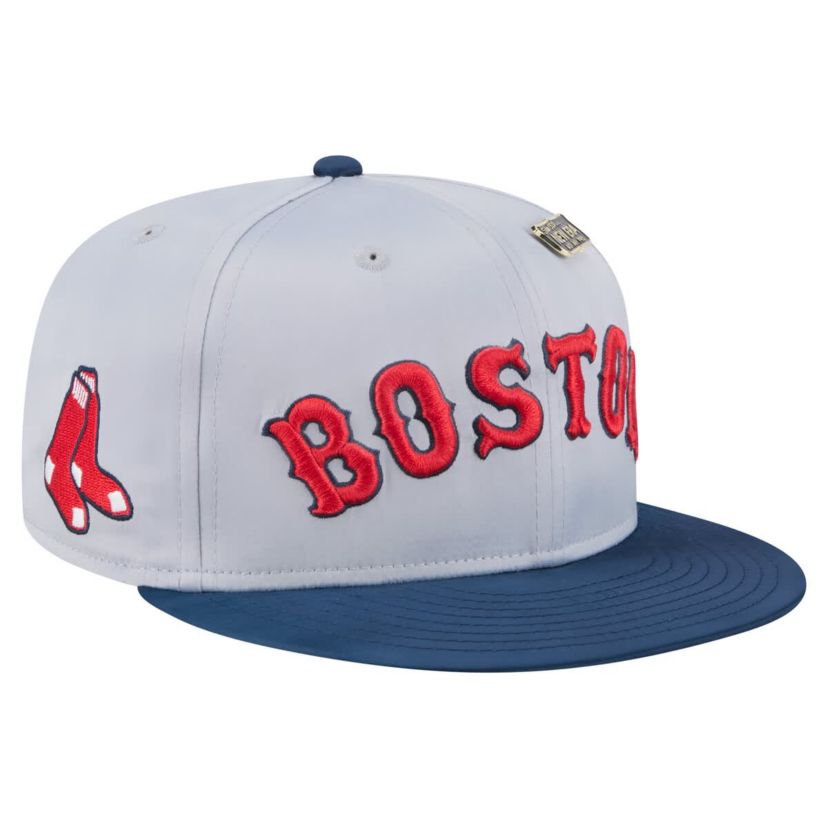 Boston Red Sox MLB Gray/Navy Boston Sox Satin 59FIFTY Fitted Hat