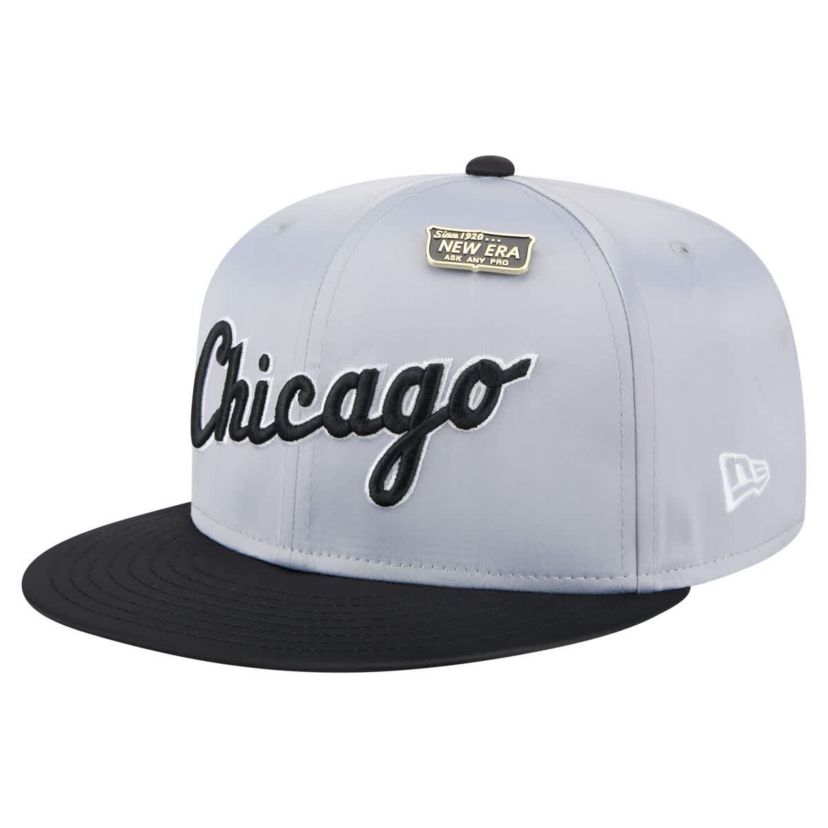 Chicago White Sox MLB Gray/Black Chicago Sox Satin 59FIFTY Fitted Hat
