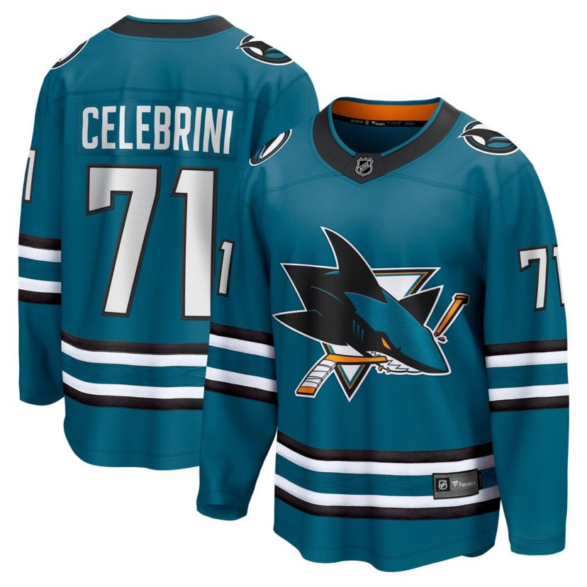 NHL Fanatics Macklin Celebrini San Jose Sharks Home Breakaway Jersey