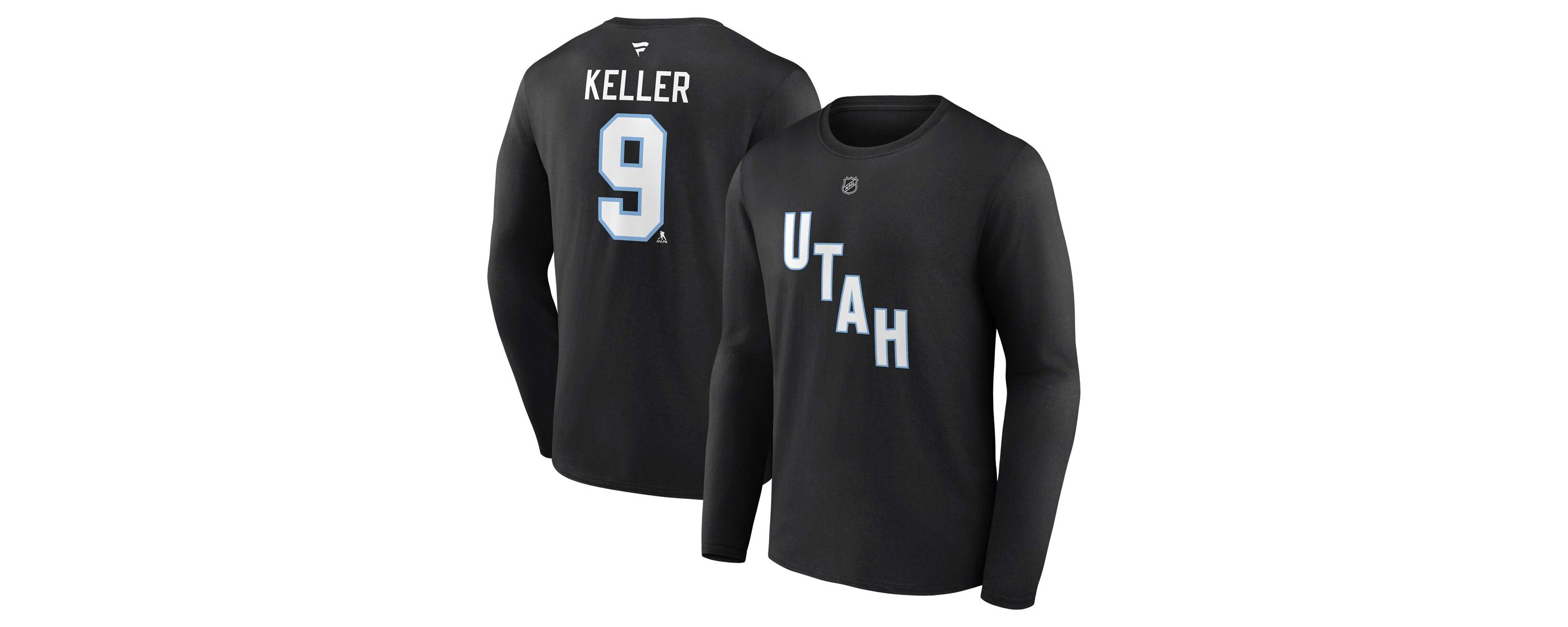 NHL Fanatics Clayton Keller Utah Hockey Club Authentic Stack Name & Number Long Sleeve T-Shirt