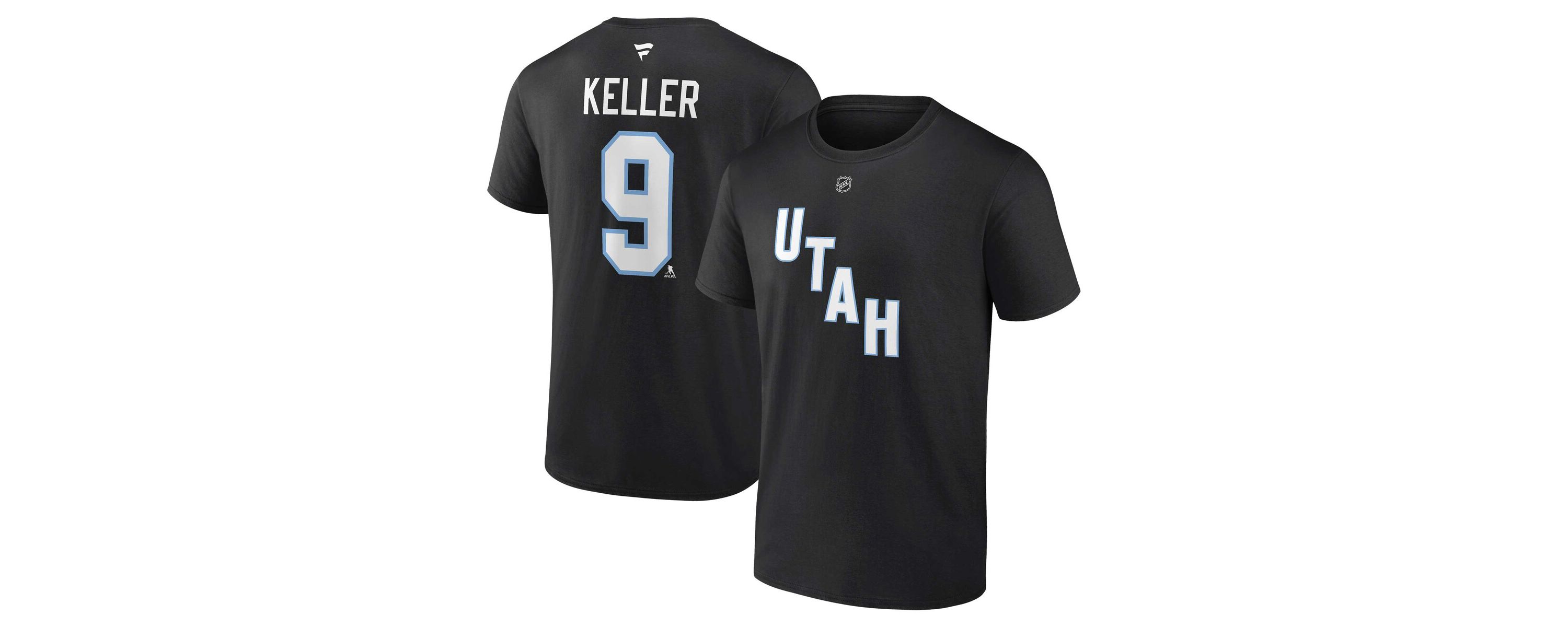 NHL Fanatics Clayton Keller Utah Hockey Club Authentic Stack Name & Number T-Shirt