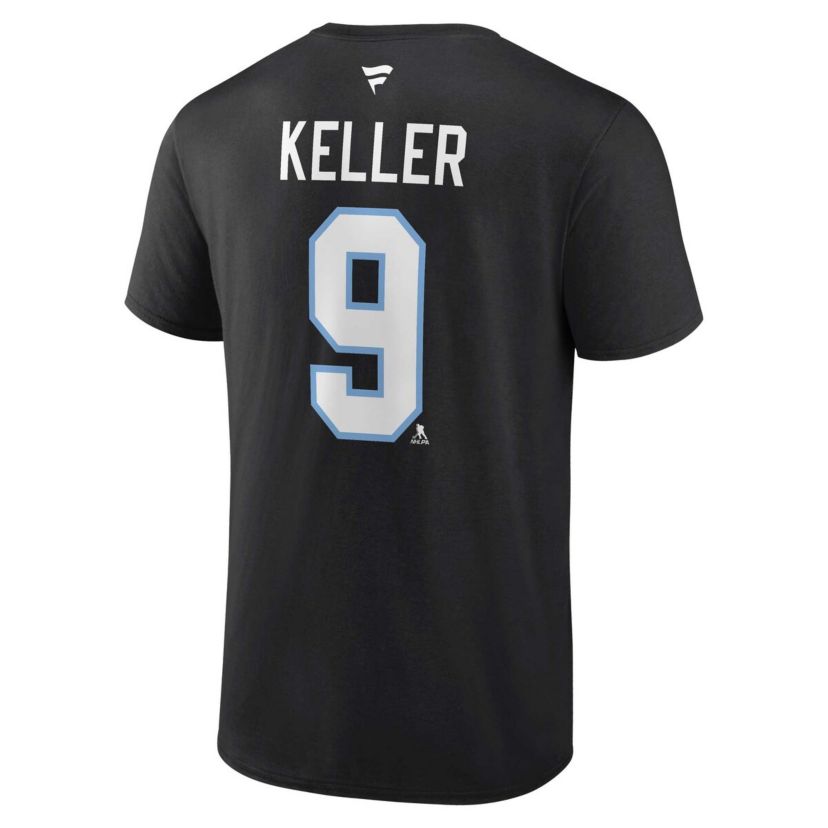 NHL Fanatics Clayton Keller Utah Hockey Club Authentic Stack Name & Number T-Shirt