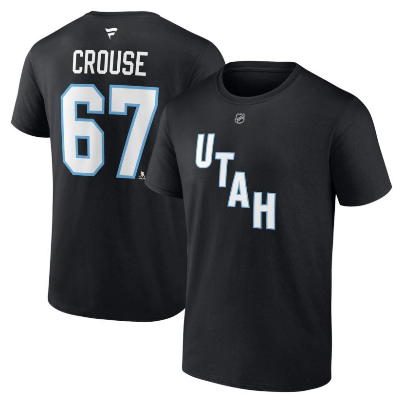 NHL Fanatics Lawson Crouse Utah Hockey Club Authentic Stack Name & Number T-Shirt
