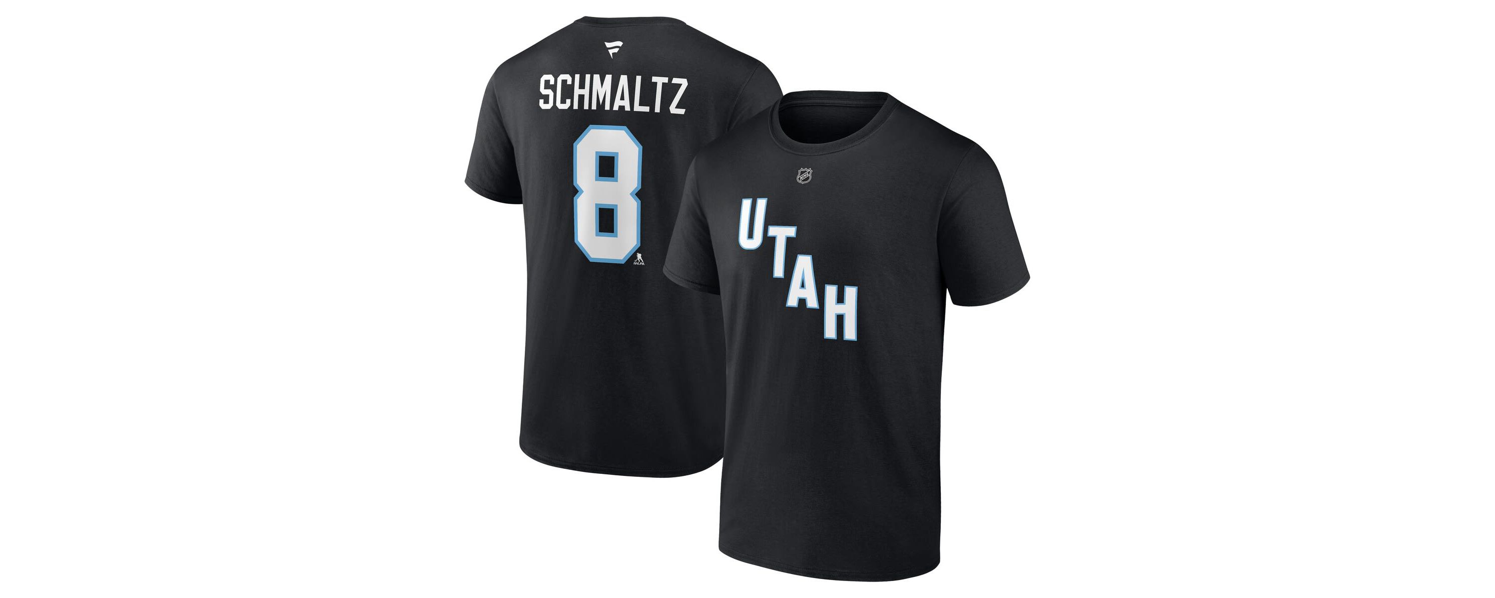 NHL Fanatics Nick Schmaltz Utah Hockey Club Authentic Stack Name & Number T-Shirt