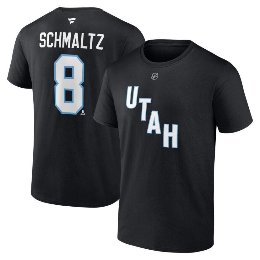 NHL Fanatics Nick Schmaltz Utah Hockey Club Authentic Stack Name & Number T-Shirt