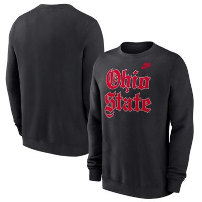 Men's NCAA Nike Ohio State Buckeyes Old English Script Club Fleece Pullover Sweatshirt, Black, XL